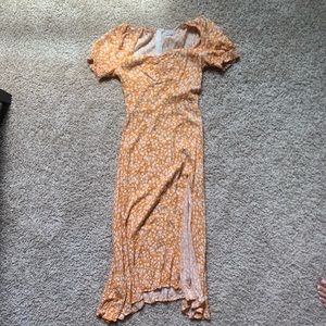 Slideshow MIDI orange flower dress